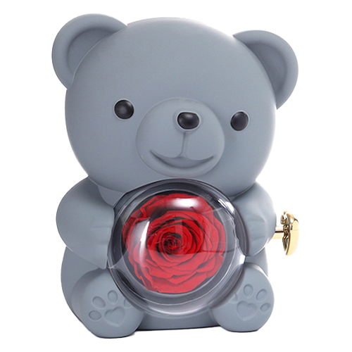 Eternal Rose Bear W/Engraved Necklace