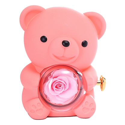 Eternal Rose Bear W/Engraved Necklace