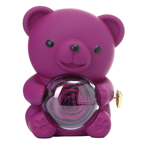 Eternal Rose Bear W/Engraved Necklace