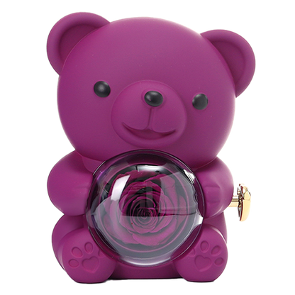 Eternal Rose Bear W/Engraved Necklace