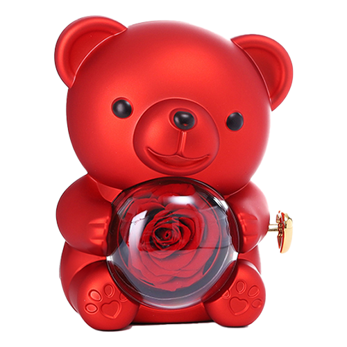 Eternal Rose Bear W/Engraved Necklace