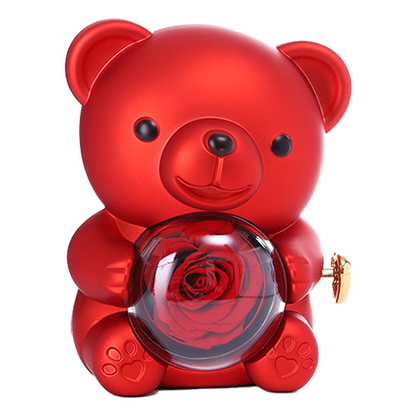 Eternal Rose Bear W/Engraved Necklace